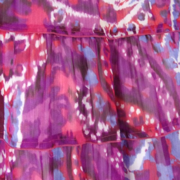DFA Purple Blue Berry Print midi/maxi tiered ruffle skirt - Picture 3 of 4
